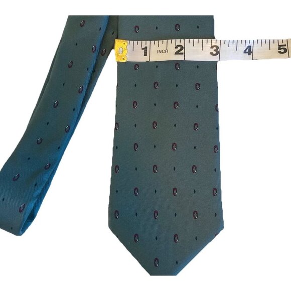 Christian Dior 1990's Vintage All Silk Paris New York Tie Green Geometric New - Picture 10 of 10